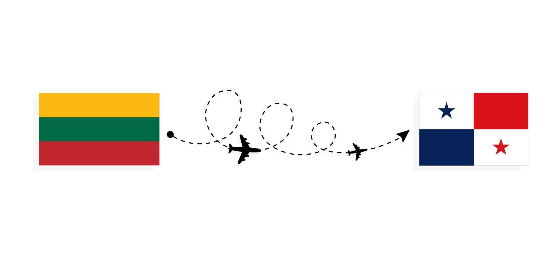 vuelo y viaje de lituania a panamá por concepto de viaje en avión de pasajeros vector