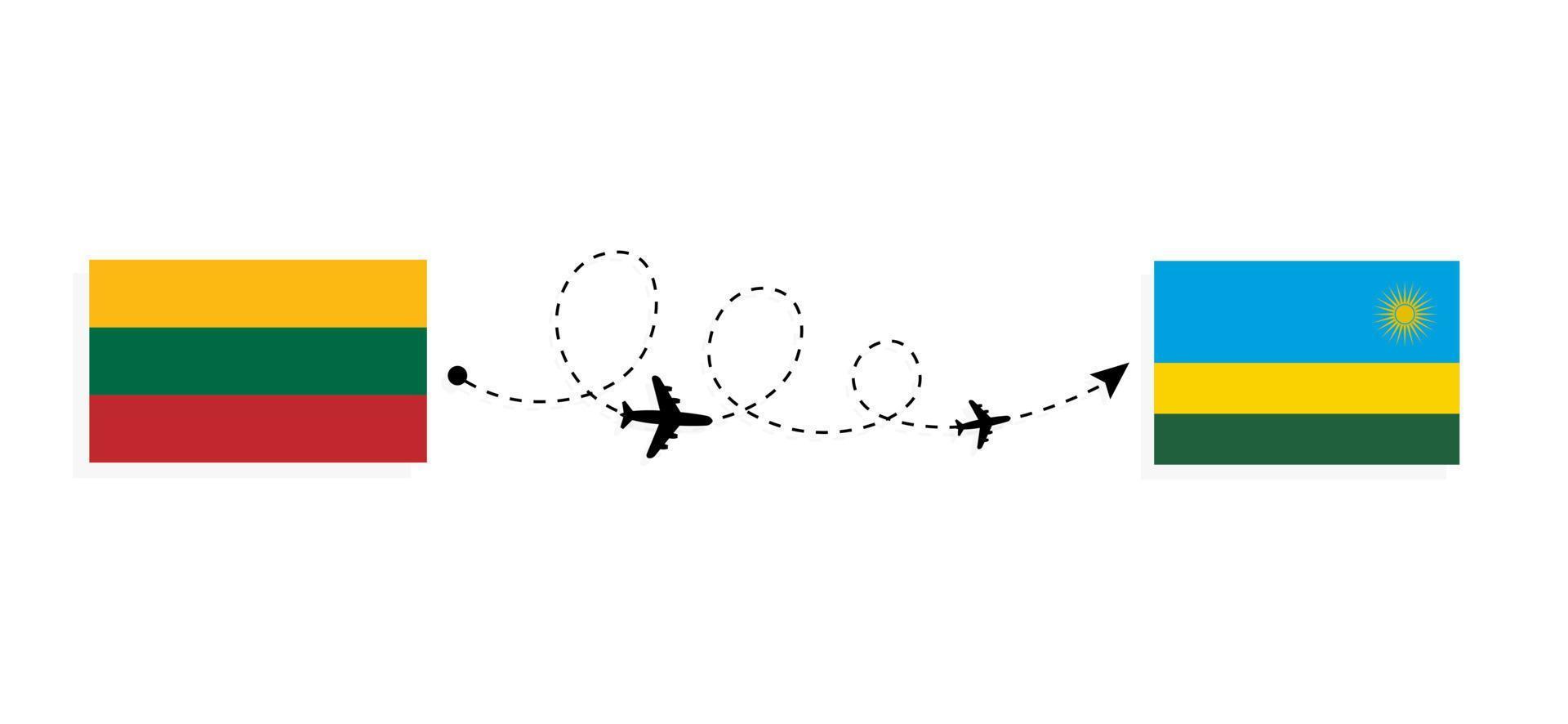 Flight and travel from Lithuania to Rwanda by passenger airplane Travel concept vector