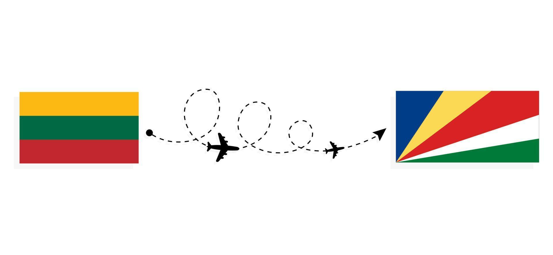 vuelo y viaje desde lituania a seychelles por concepto de viaje en avión de pasajeros vector