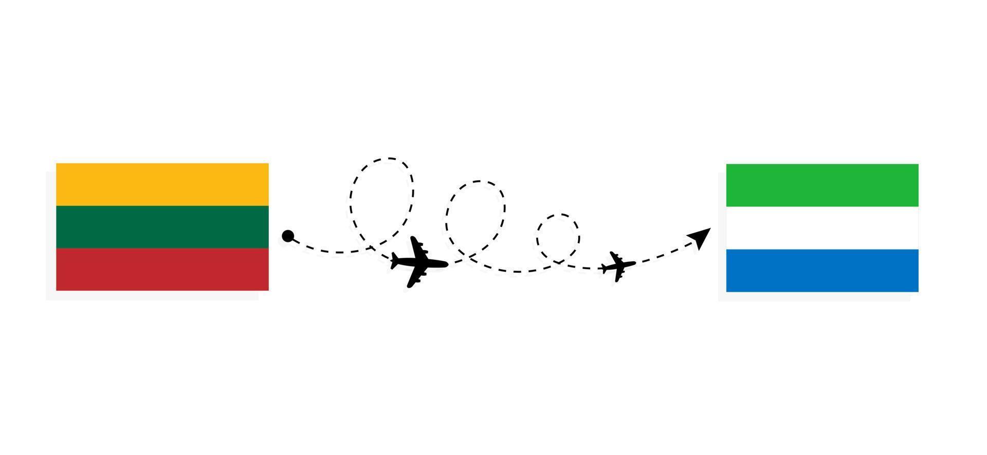 Flight and travel from Lithuania to Sierra Leone by passenger airplane Travel concept vector