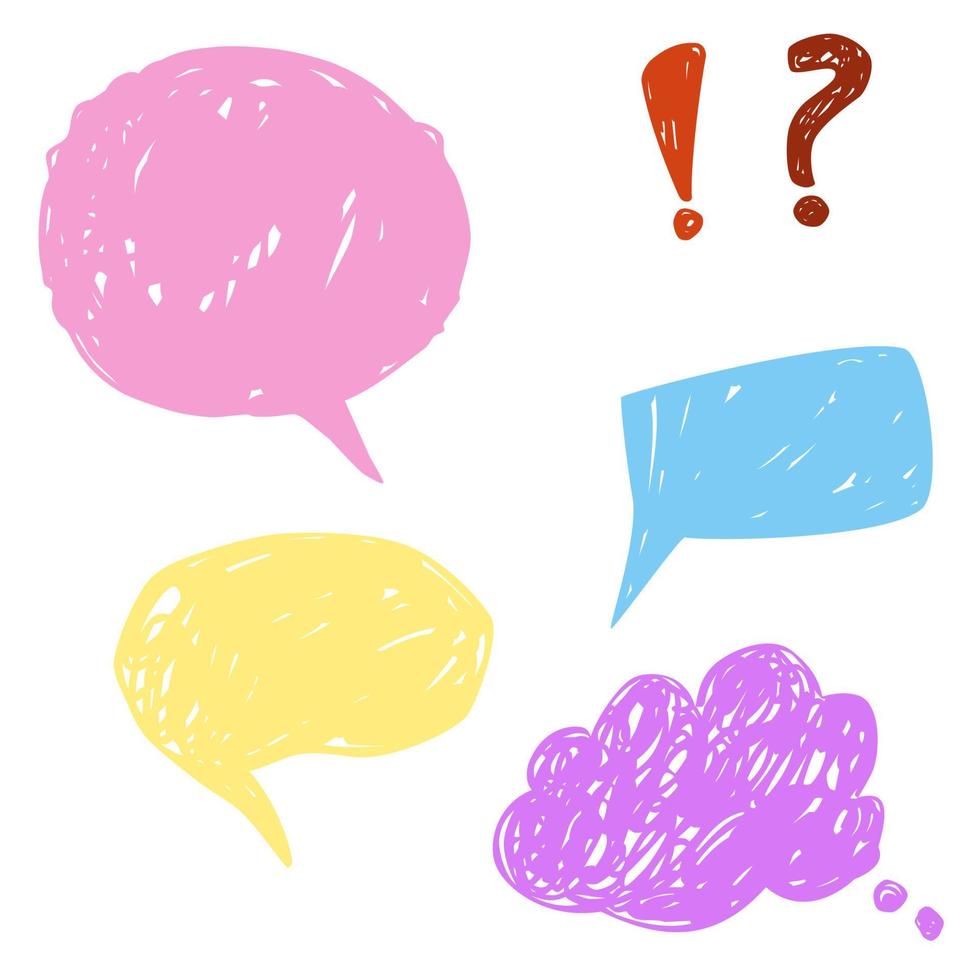 speech bubble hand drawn with pencil strokes, comic clouds vector