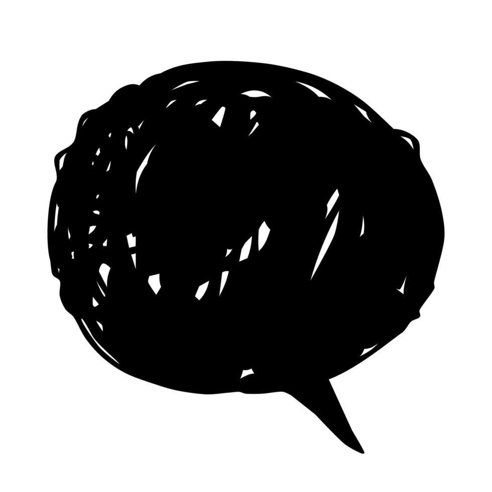 speech bubble hand drawn with pencil strokes, round comic cloud vector