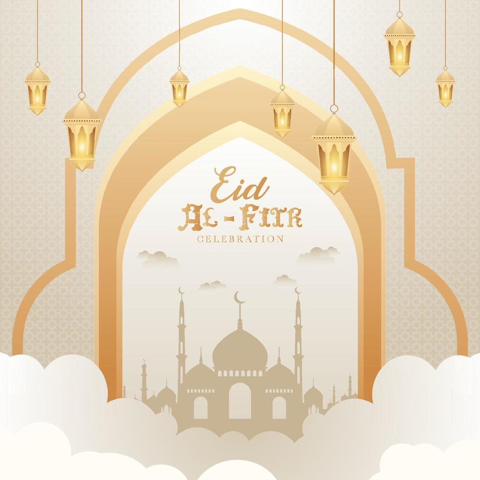 Eid Al Fitr Mubarak . Creative ads for social media , banner, poster, greeting card template design vector