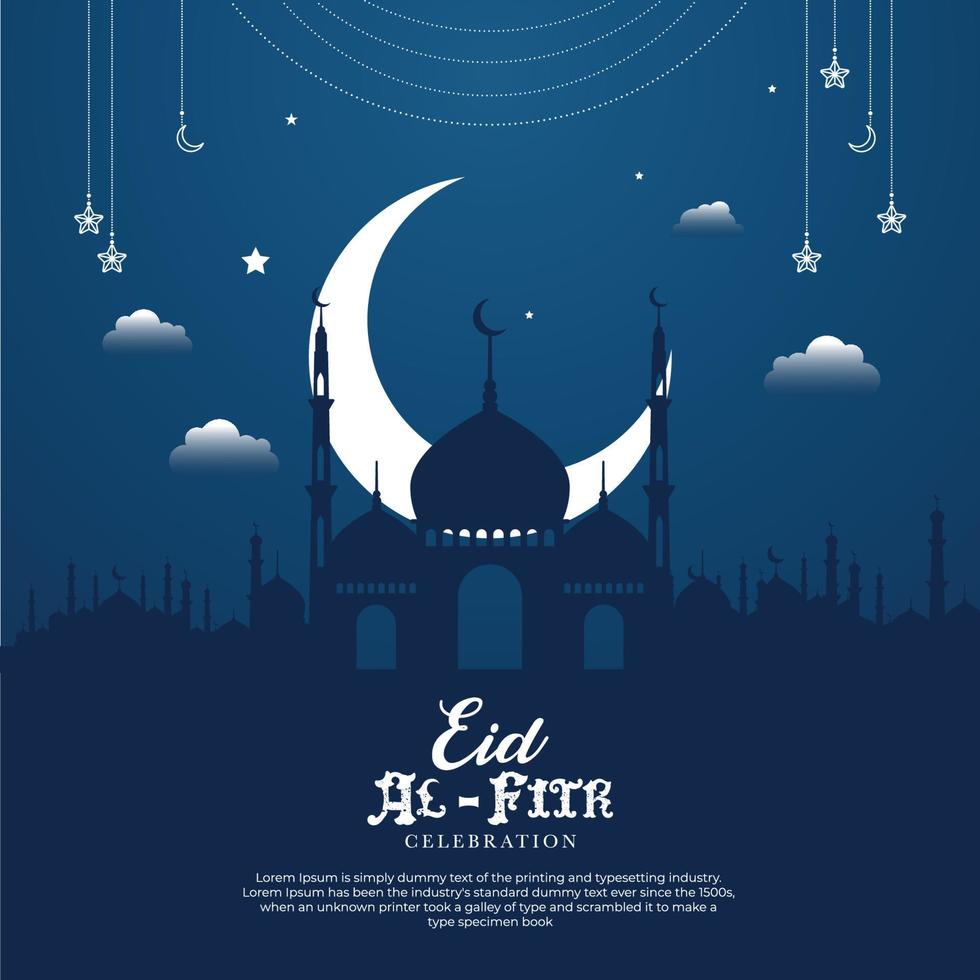 eid al fitr mubarak. anuncios creativos para redes sociales, pancartas, afiches, diseño de plantillas de tarjetas de felicitación vector