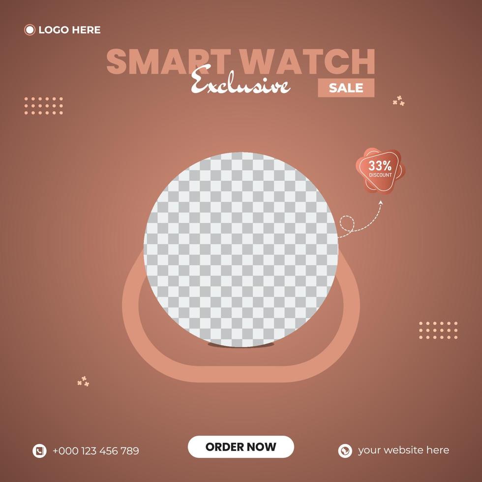 banner de descuento y promoción de productos de reloj inteligente. exclusivo smart watch web banner social media post pro vector