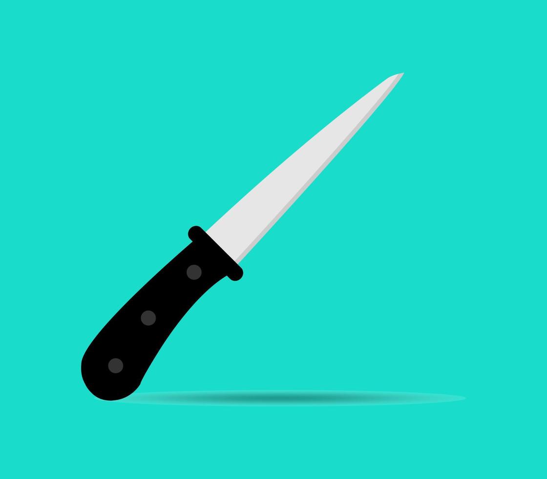 Cooking knife icon isolated on blue background. Vector illustration in flat style