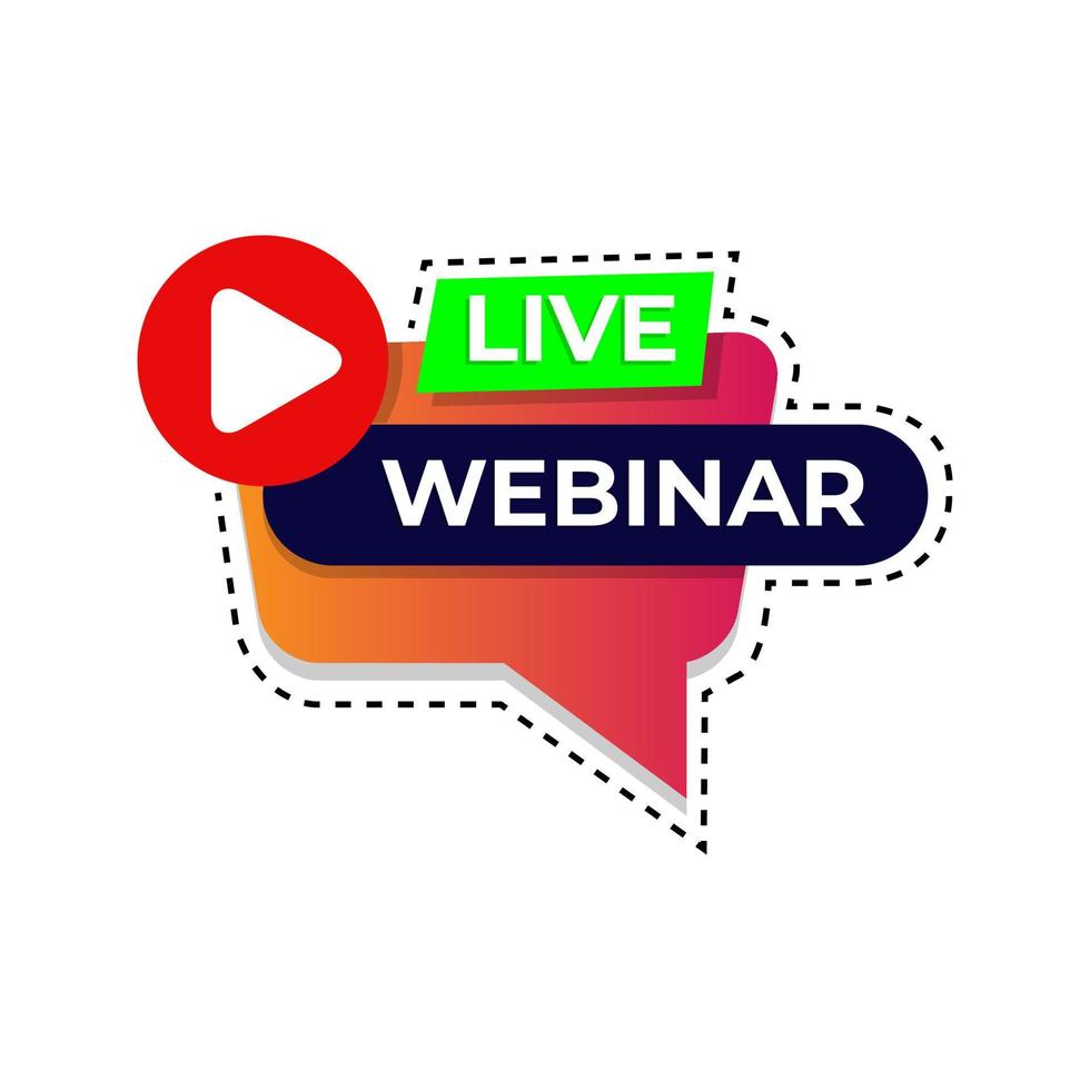 Live webinar button, icon, sign, logo, emblem, label, flat design vector illustration. Simple and modern style