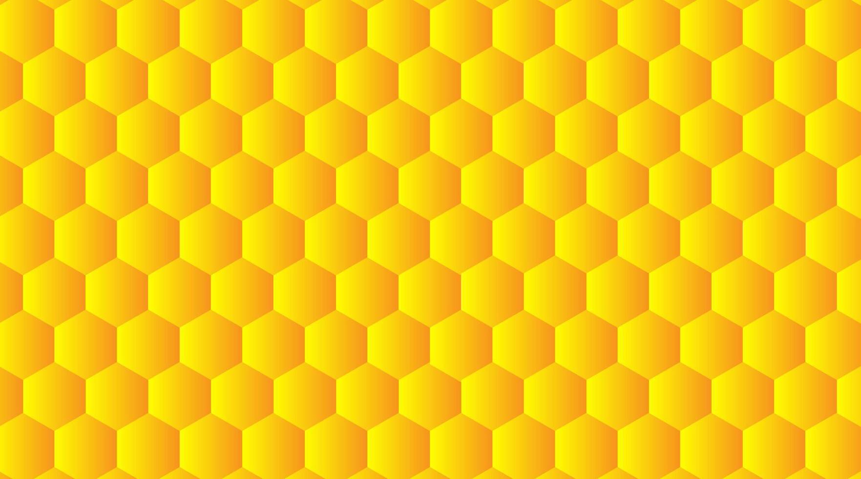 Abstract embossed hexagon. Honeycomb yellow background, light and shadow. Vector illustration.