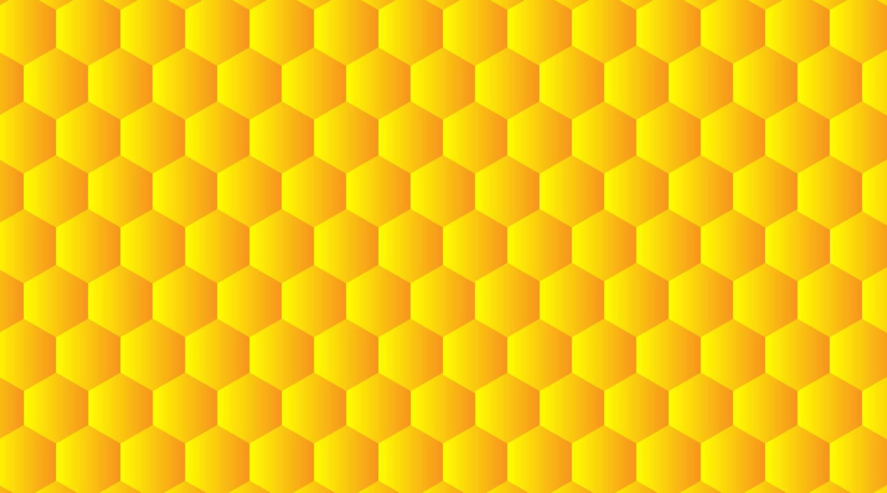 Abstract embossed hexagon. Honeycomb yellow background, light and shadow. Vector illustration.