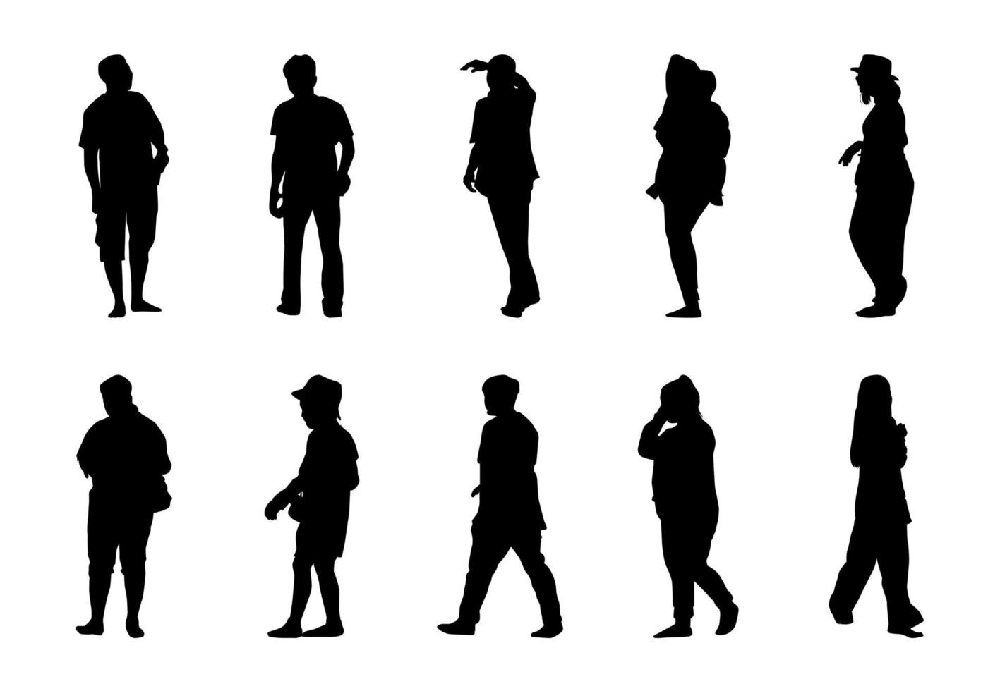 Silhouette lifestyle people on white background, Man and women walking vector