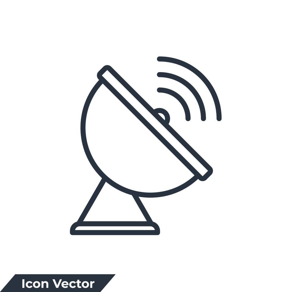 Ilustración de vector de logotipo de icono de satélite. plantilla de símbolo de antena para la colección de diseño gráfico y web