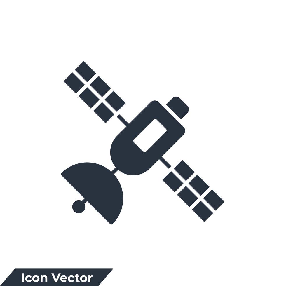 Ilustración de vector de logotipo de icono de satélite. plantilla de símbolo de transmisión para la colección de diseño gráfico y web
