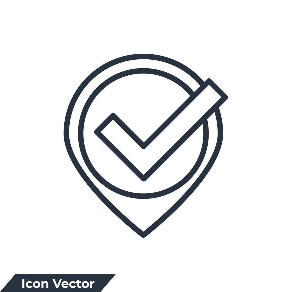 Ilustración de vector de logotipo de icono de punto de control. icono de ubicación y plantilla de símbolo aprobada para la colección de diseño gráfico y web