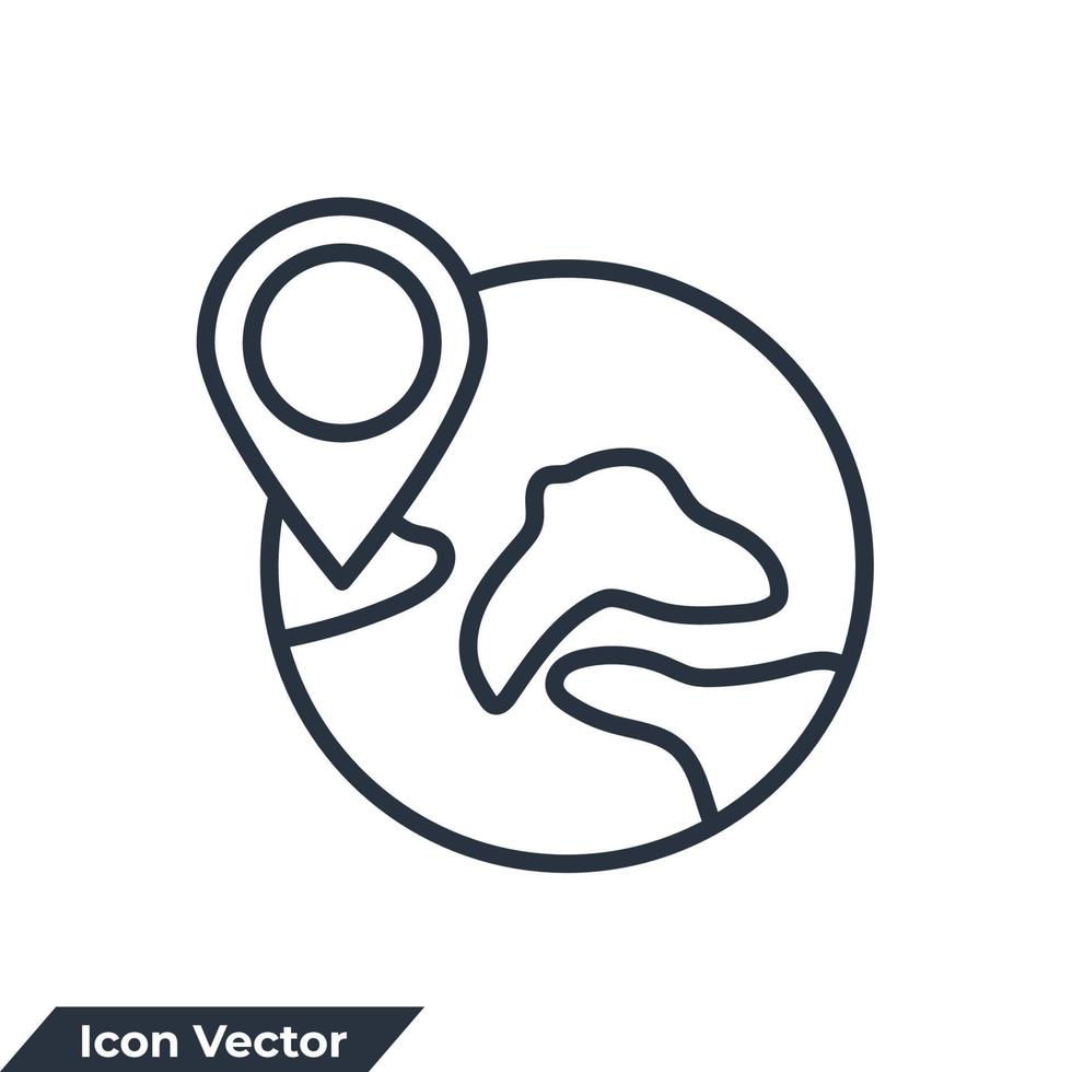 ilustración de vector de logotipo de icono de ubicación. icono de globo web y plantilla de símbolo de pin de ubicación para la colección de diseño gráfico y web
