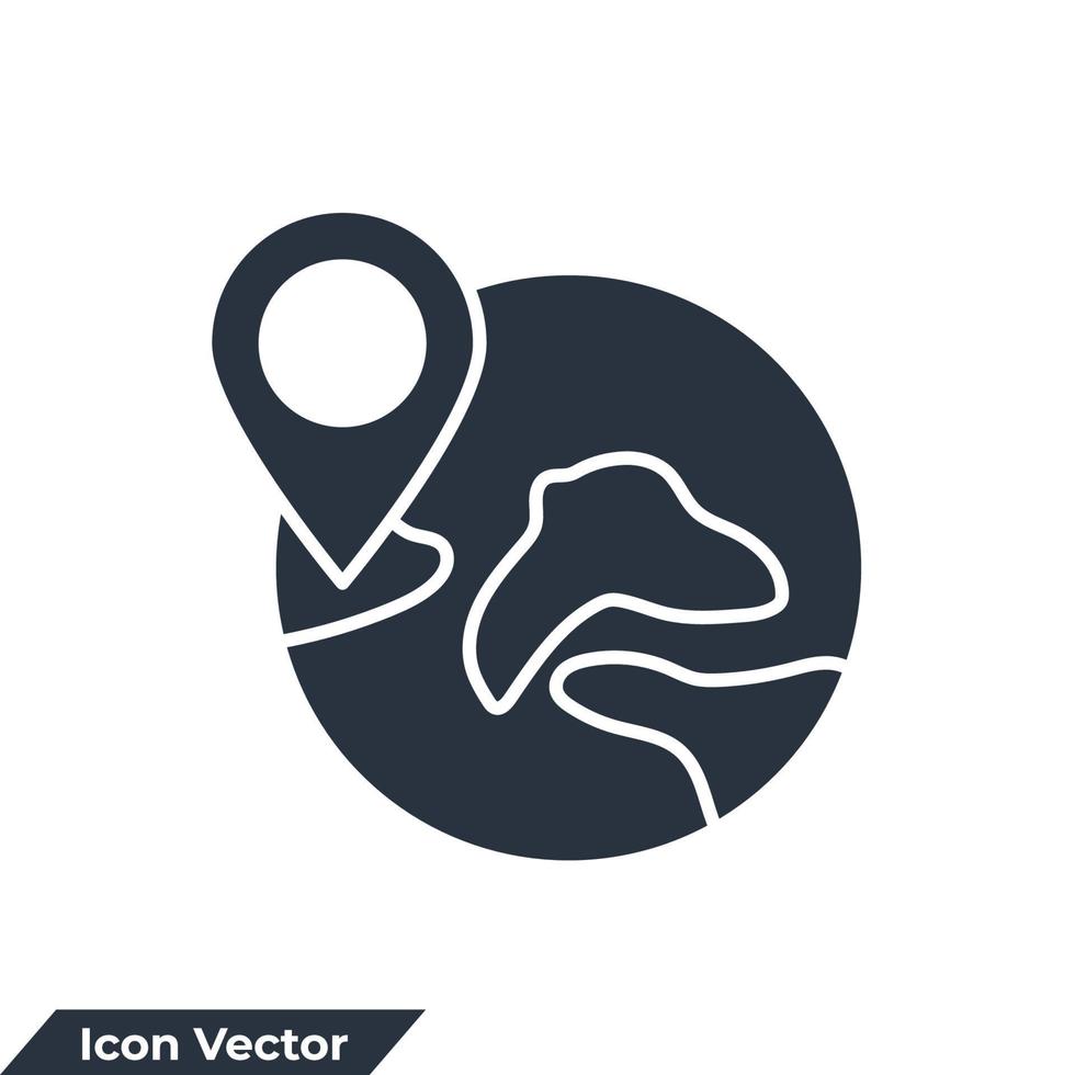 Location icon logo vector illustration. Globe web icon and location pin symbol template for graphic and web design collection