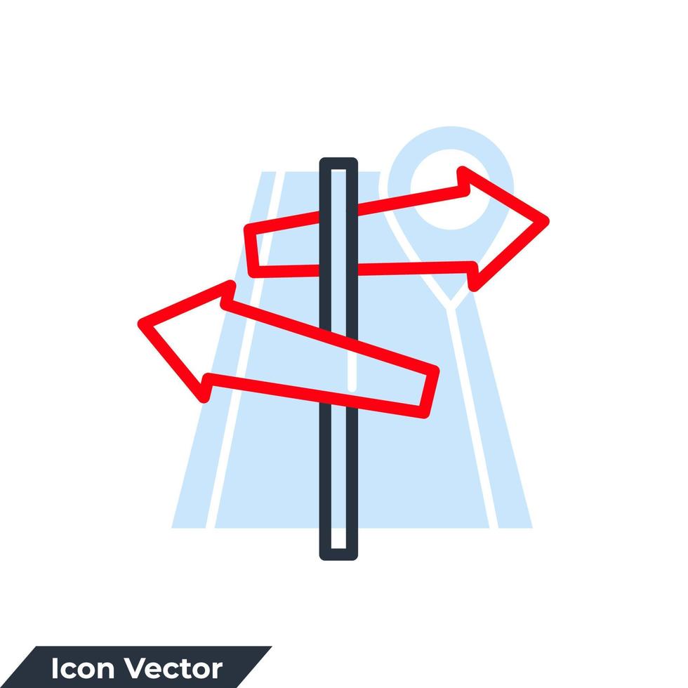 ilustración de vector de logotipo de icono de poste indicador. plantilla de símbolo de señal de dirección para la colección de diseño gráfico y web