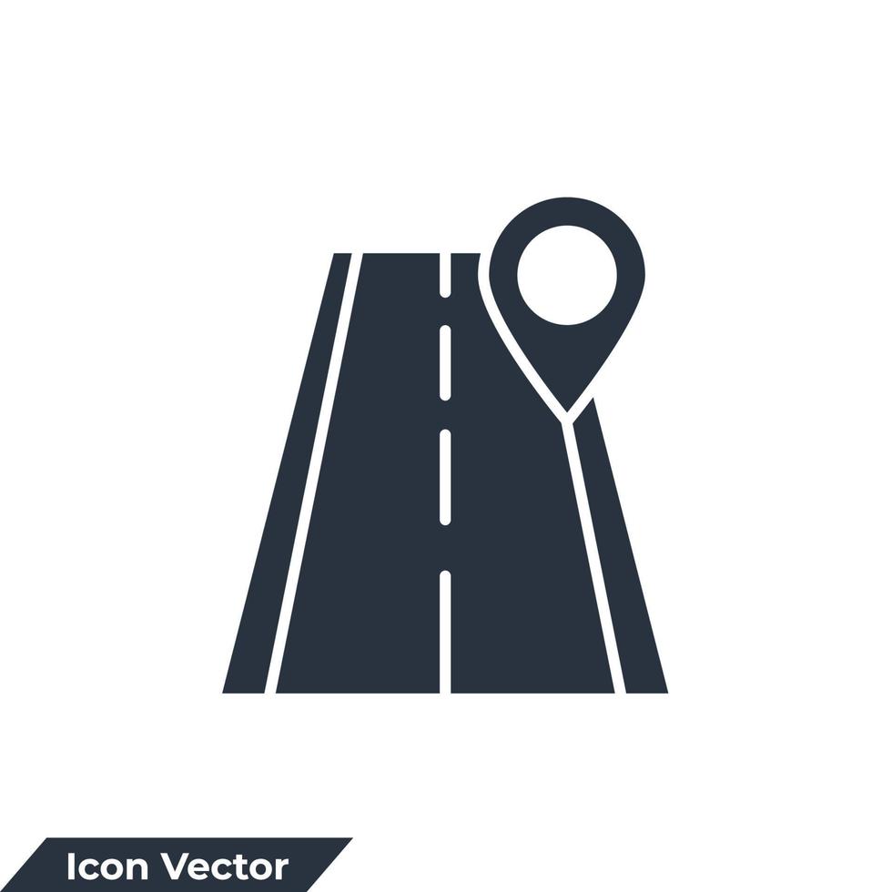 ilustración de vector de logotipo de icono de carretera. plantilla de símbolo de ubicación de carretera y pasador para la colección de diseño gráfico y web