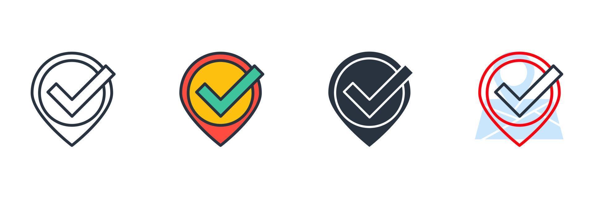 Ilustración de vector de logotipo de icono de punto de control. icono de ubicación y plantilla de símbolo aprobada para la colección de diseño gráfico y web