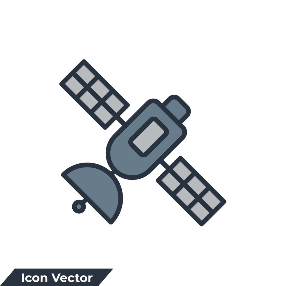 Ilustración de vector de logotipo de icono de satélite. plantilla de símbolo de transmisión para la colección de diseño gráfico y web