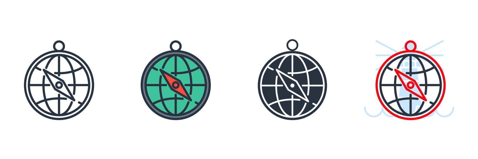 compass icon logo vector illustration. globe compass symbol template for graphic and web design collection