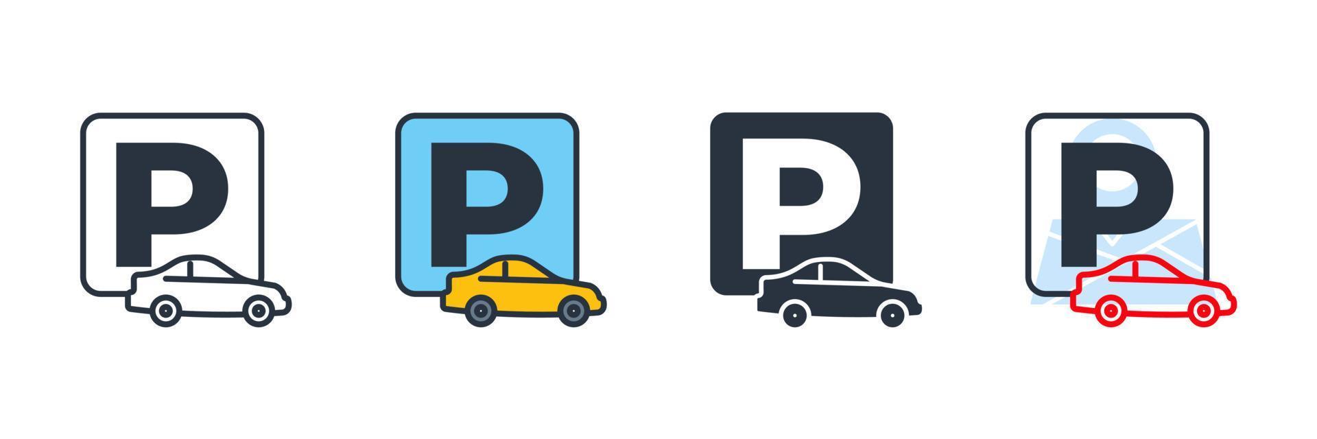 ilustración de vector de logotipo de icono de estacionamiento. plantilla de símbolo de estacionamiento de automóviles para la colección de diseño gráfico y web