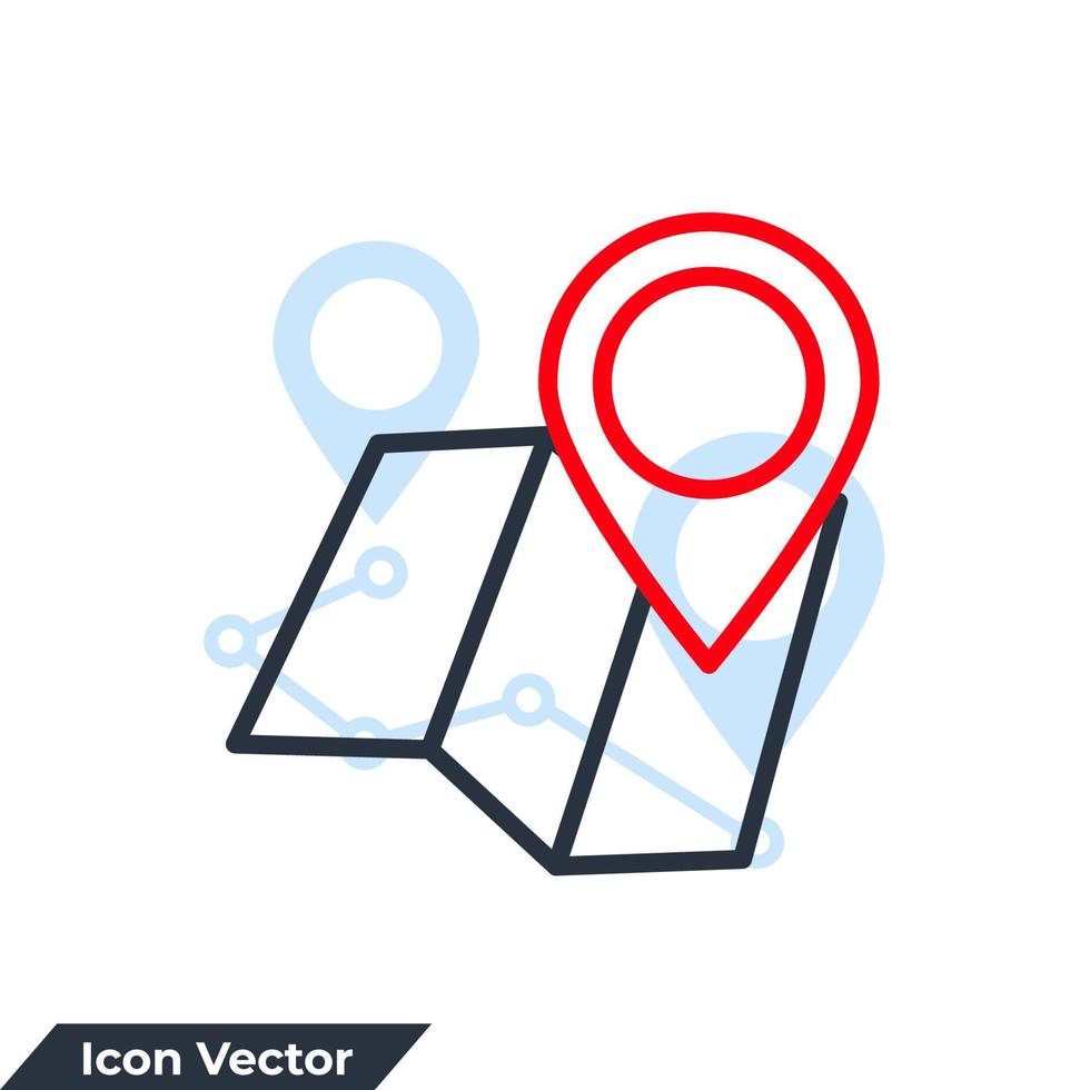 ilustración de vector de logotipo de icono de ubicación de mapa. plantilla de símbolo de pin de navegador para la colección de diseño gráfico y web