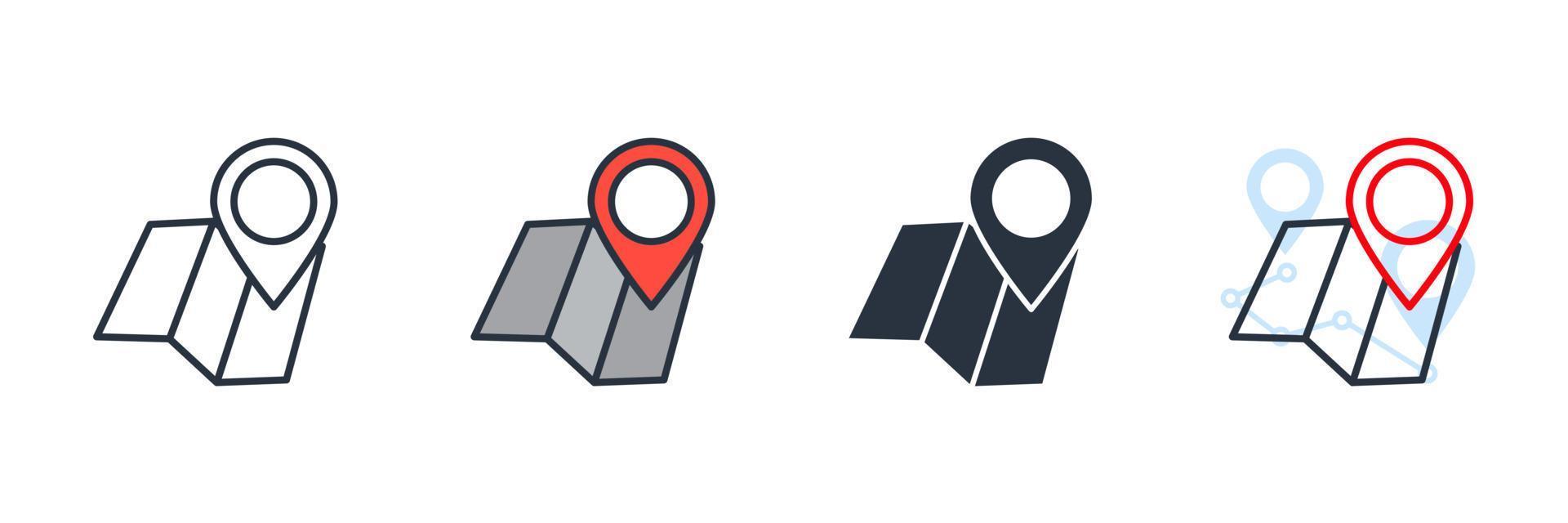 map location icon logo vector illustration. navigator pin symbol template for graphic and web design collection