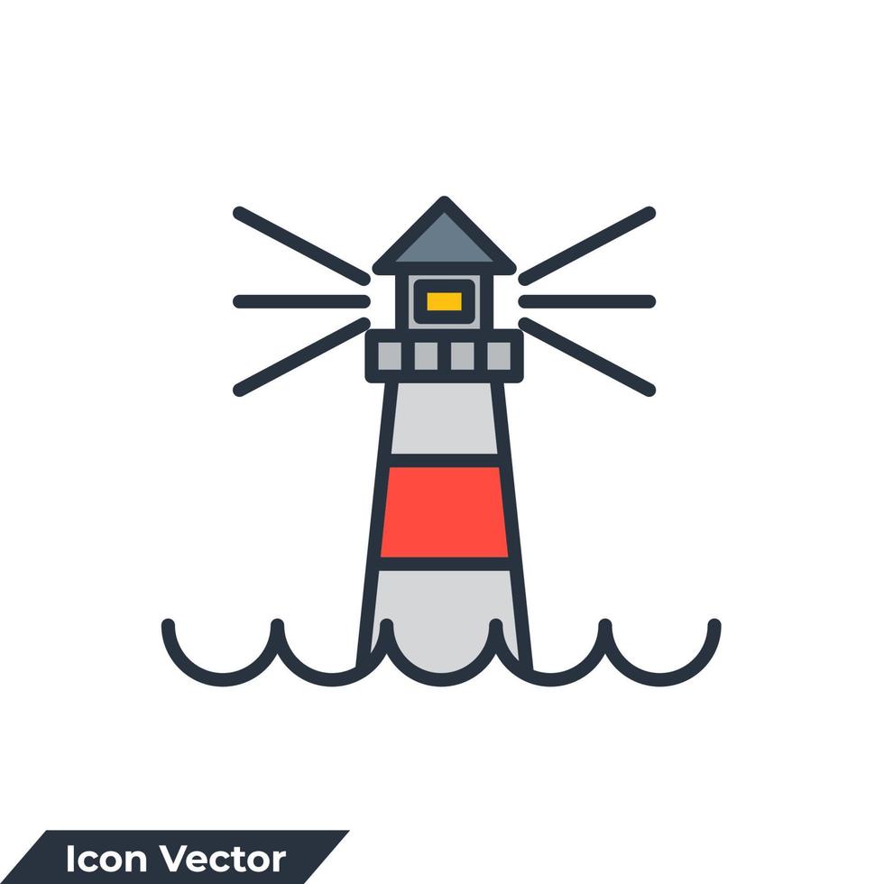 Ilustración de vector de logotipo de icono de faro. plantilla de símbolo de faro para la colección de diseño gráfico y web