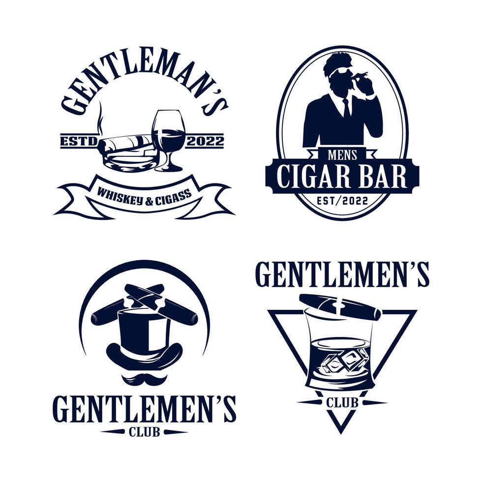 Vintage monochrome gentleman logo for cricut vector