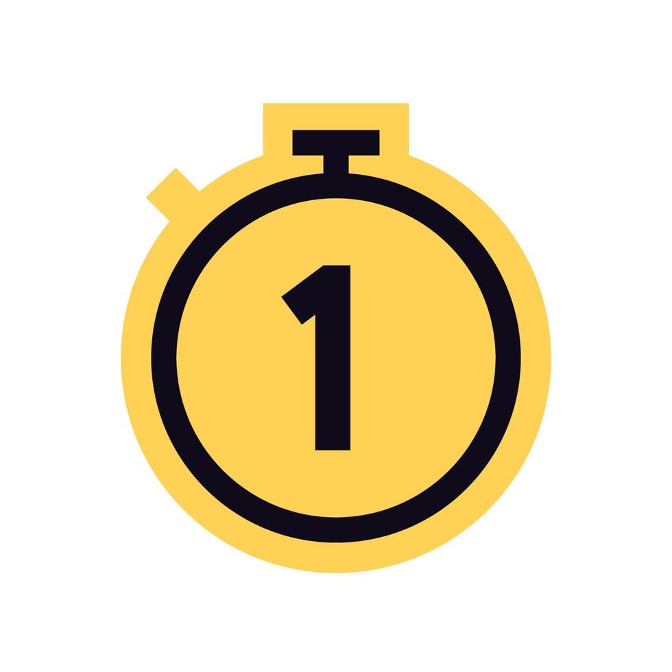 Countdown timer and stopwatch yellow symbol flat vector illustration.