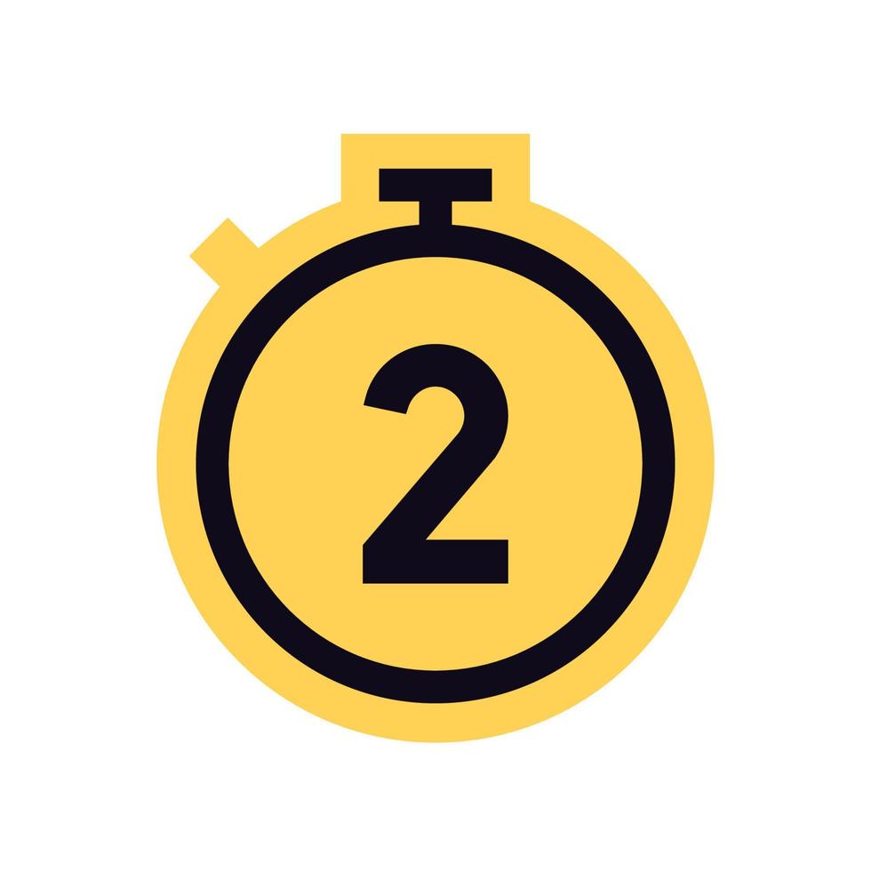 Countdown timer and stopwatch yellow symbol flat vector illustration.
