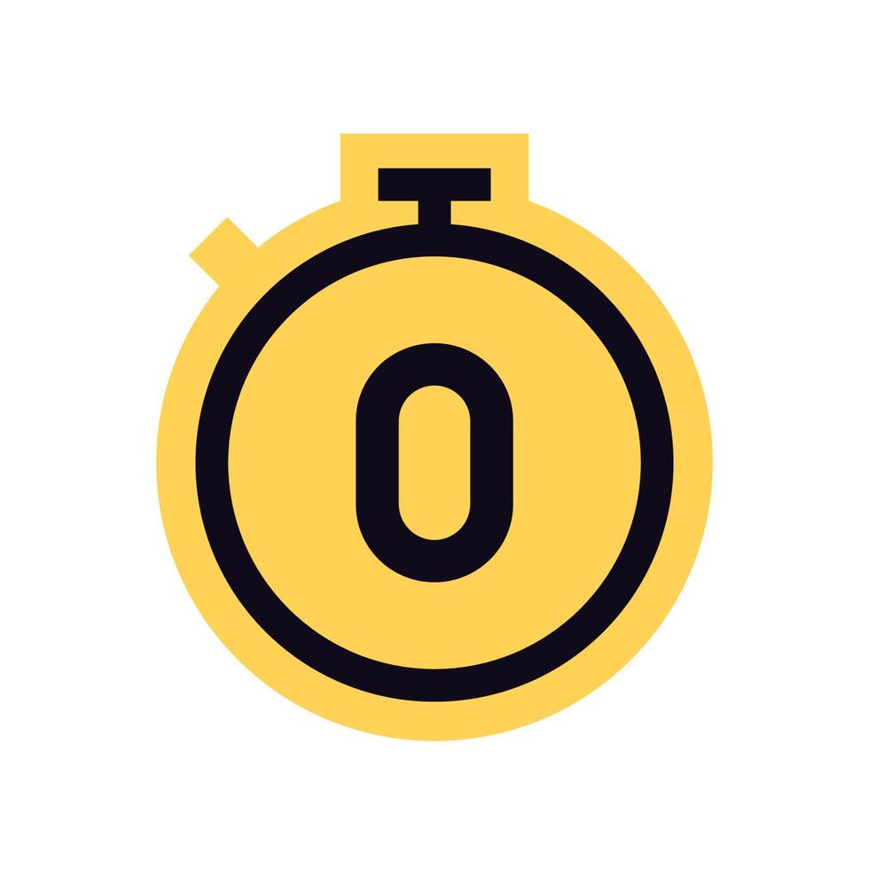 Countdown timer and stopwatch yellow symbol flat vector illustration.