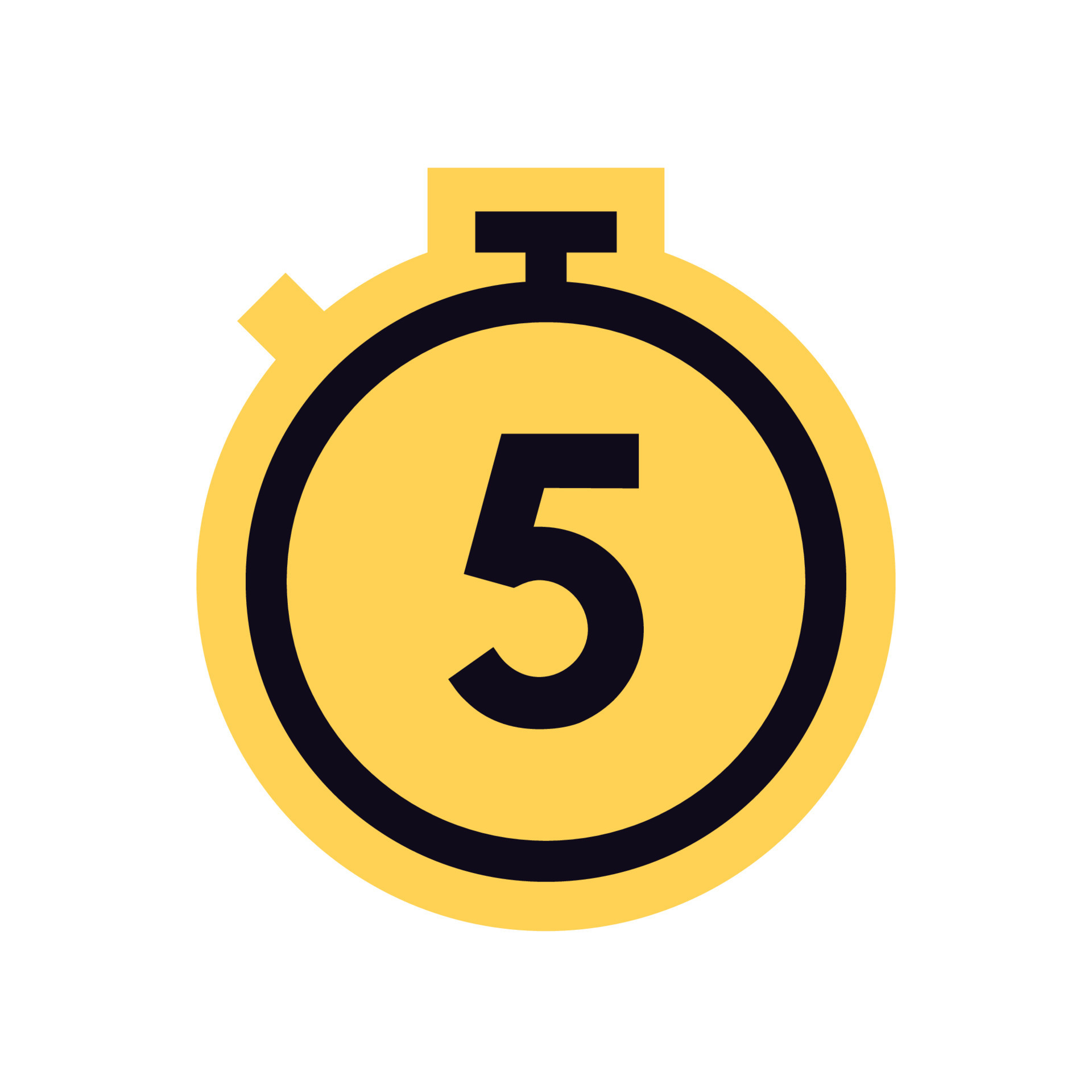 Countdown timer and stopwatch yellow symbol flat vector illustration