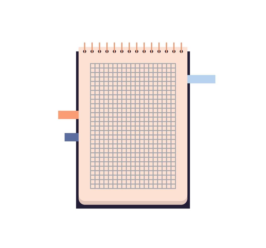 Notebook planning pages and notepad flat vector illustration.