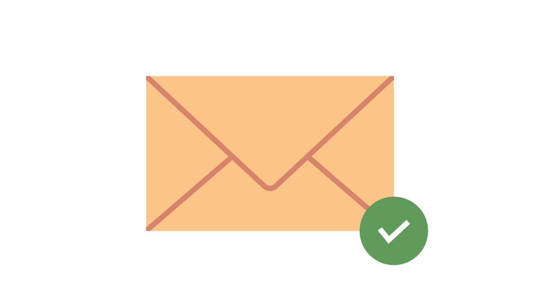 Confirmation sign on email symbol and email reading check simple concept flat vector illustration.