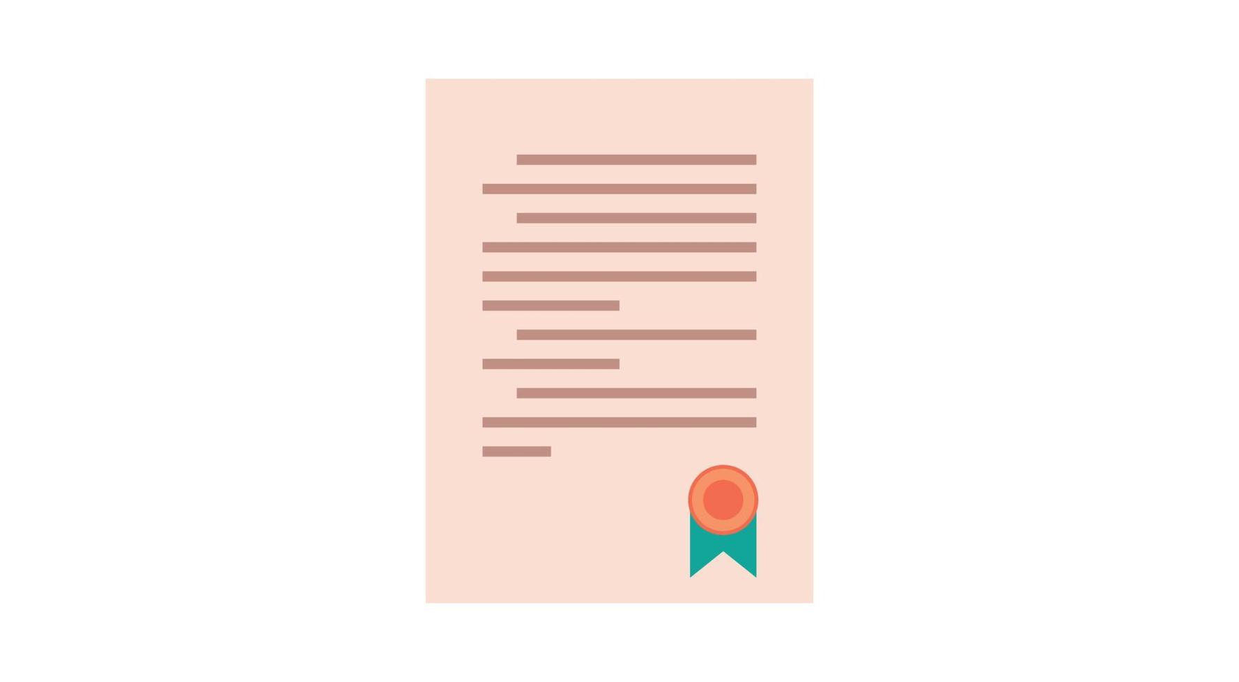 Graduation certificate or diploma and paper document agreement with ribbon design flat vector illustration.