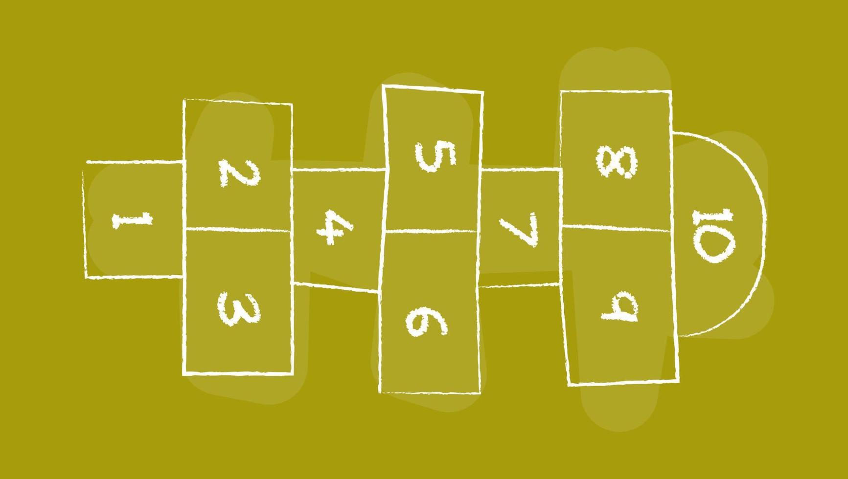 Children street game and playground hopscotch game flat vector illustration.