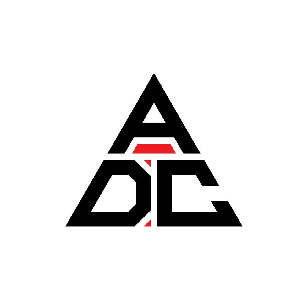 ADC triangle letter logo design with triangle shape. ADC triangle logo design monogram. ADC triangle vector logo template with red color. ADC triangular logo Simple, Elegant, and Luxurious Logo.