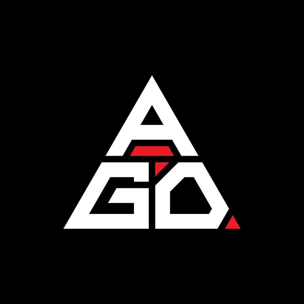 AGO triangle letter logo design with triangle shape. AGO triangle logo design monogram. AGO triangle vector logo template with red color. AGO triangular logo Simple, Elegant, and Luxurious Logo.