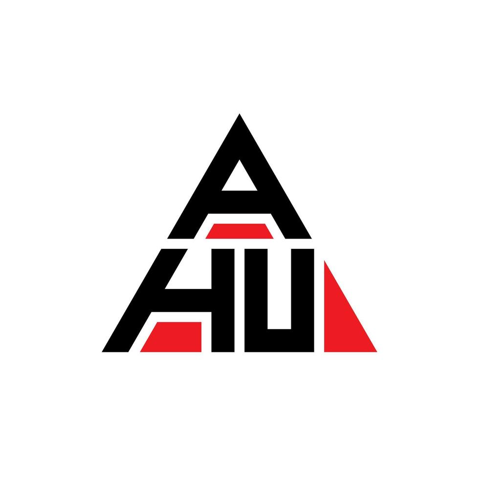 diseño de logotipo de letra triangular ahu con forma de triángulo. monograma de diseño del logotipo del triángulo ahu. plantilla de logotipo de vector de triángulo ahu con color rojo. logotipo triangular ahu logotipo simple, elegante y lujoso.