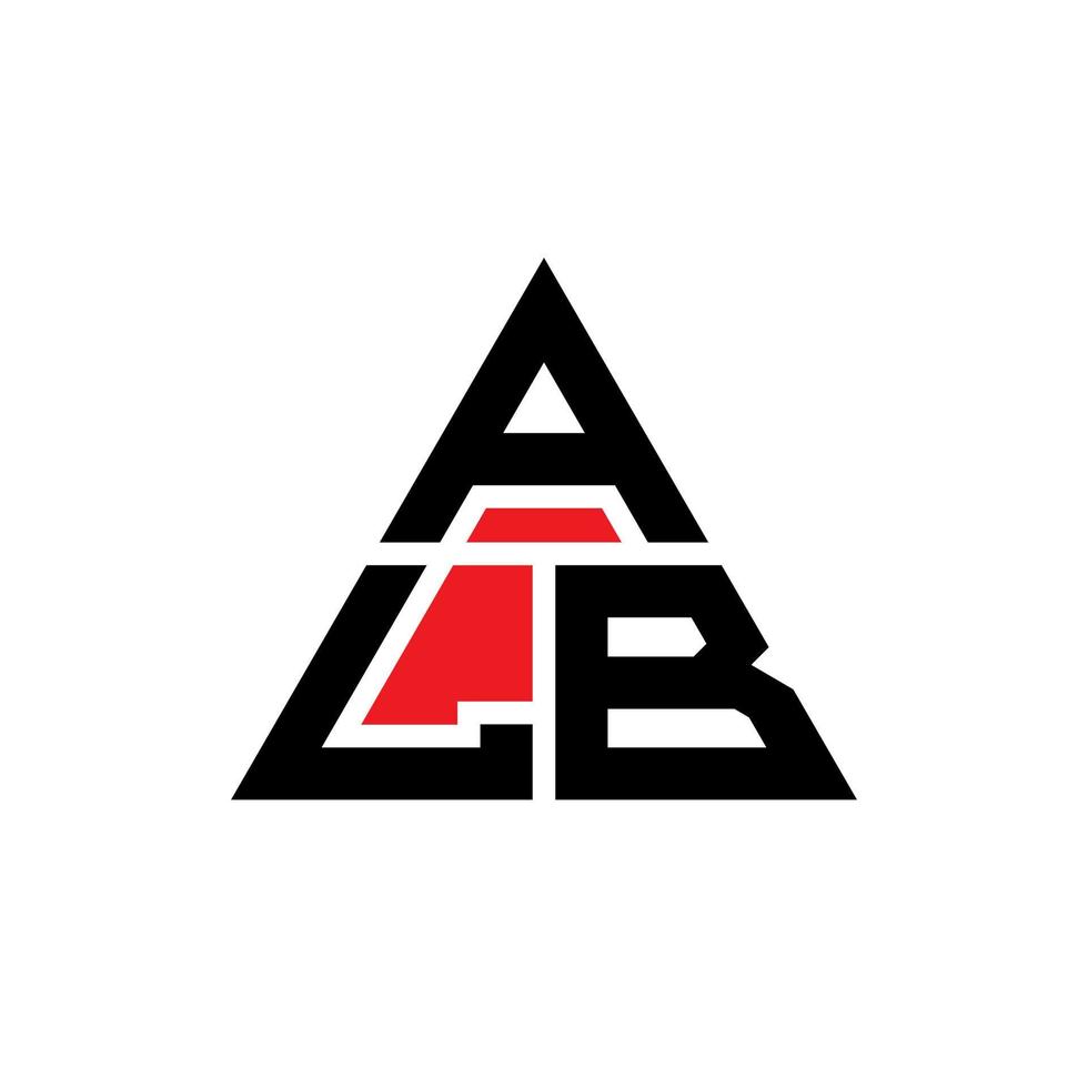 diseño de logotipo de letra de triángulo alb con forma de triángulo. monograma de diseño del logotipo del triángulo alb. plantilla de logotipo de vector de triángulo alb con color rojo. logotipo triangular alb logotipo simple, elegante y lujoso.