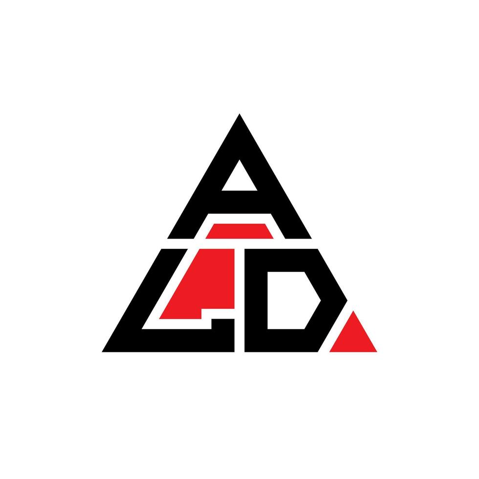 ALD triangle letter logo design with triangle shape. ALD triangle logo design monogram. ALD triangle vector logo template with red color. ALD triangular logo Simple, Elegant, and Luxurious Logo.