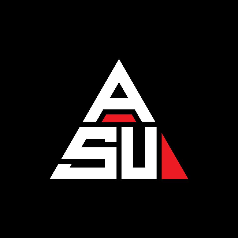 diseño de logotipo de letra triangular asu con forma de triángulo. monograma de diseño del logotipo del triángulo asu. plantilla de logotipo de vector de triángulo asu con color rojo. logotipo triangular asu logotipo simple, elegante y lujoso.