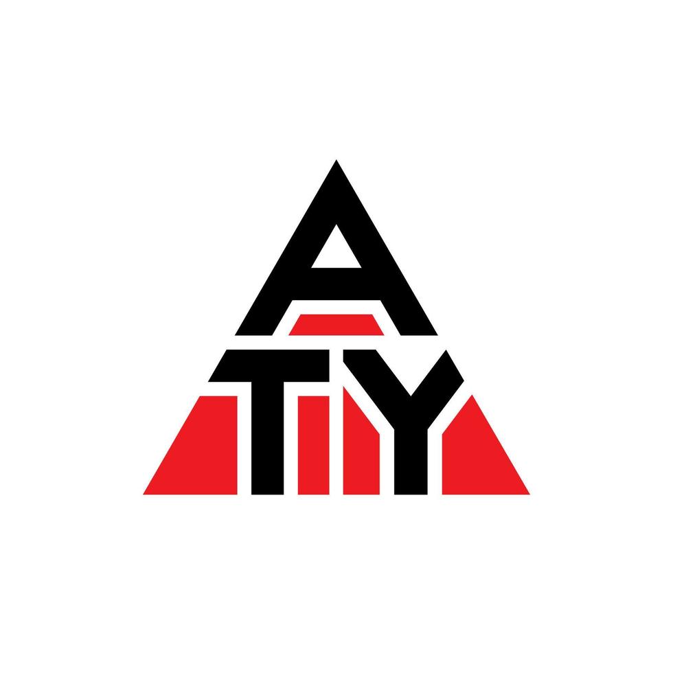 aty diseño de logotipo de letra triangular con forma de triángulo. monograma de diseño de logotipo de triángulo aty. plantilla de logotipo de vector de triángulo aty con color rojo. logotipo triangular aty logotipo simple, elegante y lujoso.