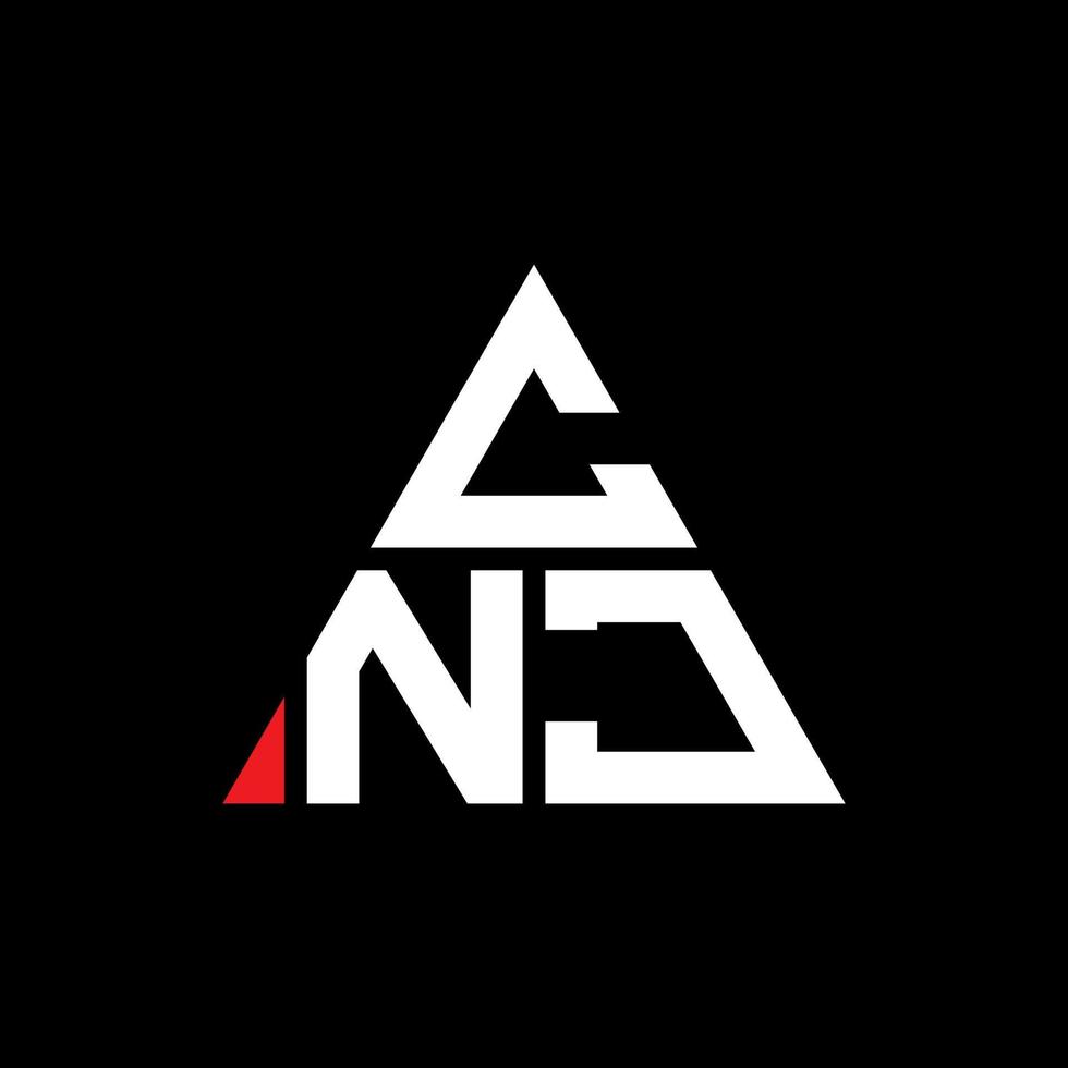 CNJ triangle letter logo design with triangle shape. CNJ triangle logo design monogram. CNJ triangle vector logo template with red color. CNJ triangular logo Simple, Elegant, and Luxurious Logo.