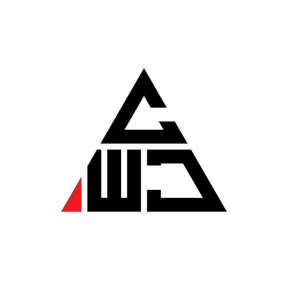 CWJ triangle letter logo design with triangle shape. CWJ triangle logo design monogram. CWJ triangle vector logo template with red color. CWJ triangular logo Simple, Elegant, and Luxurious Logo.