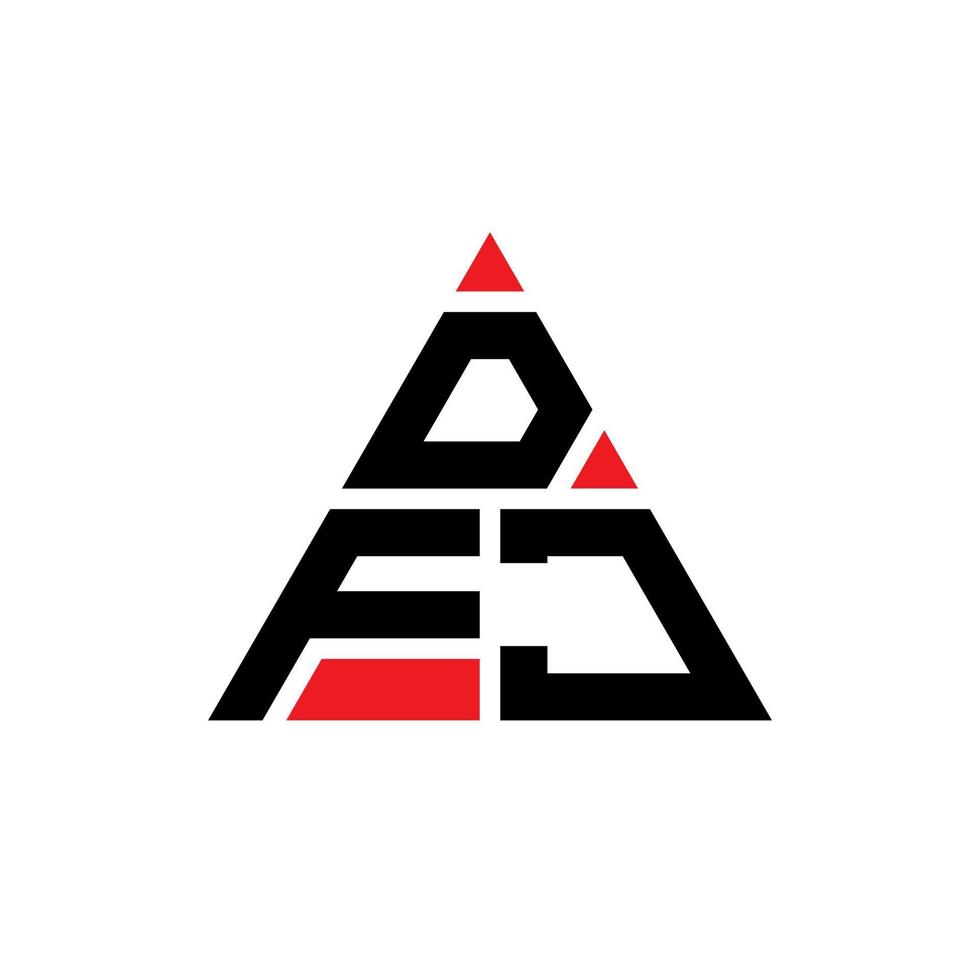 DFJ triangle letter logo design with triangle shape. DFJ triangle logo design monogram. DFJ triangle vector logo template with red color. DFJ triangular logo Simple, Elegant, and Luxurious Logo.