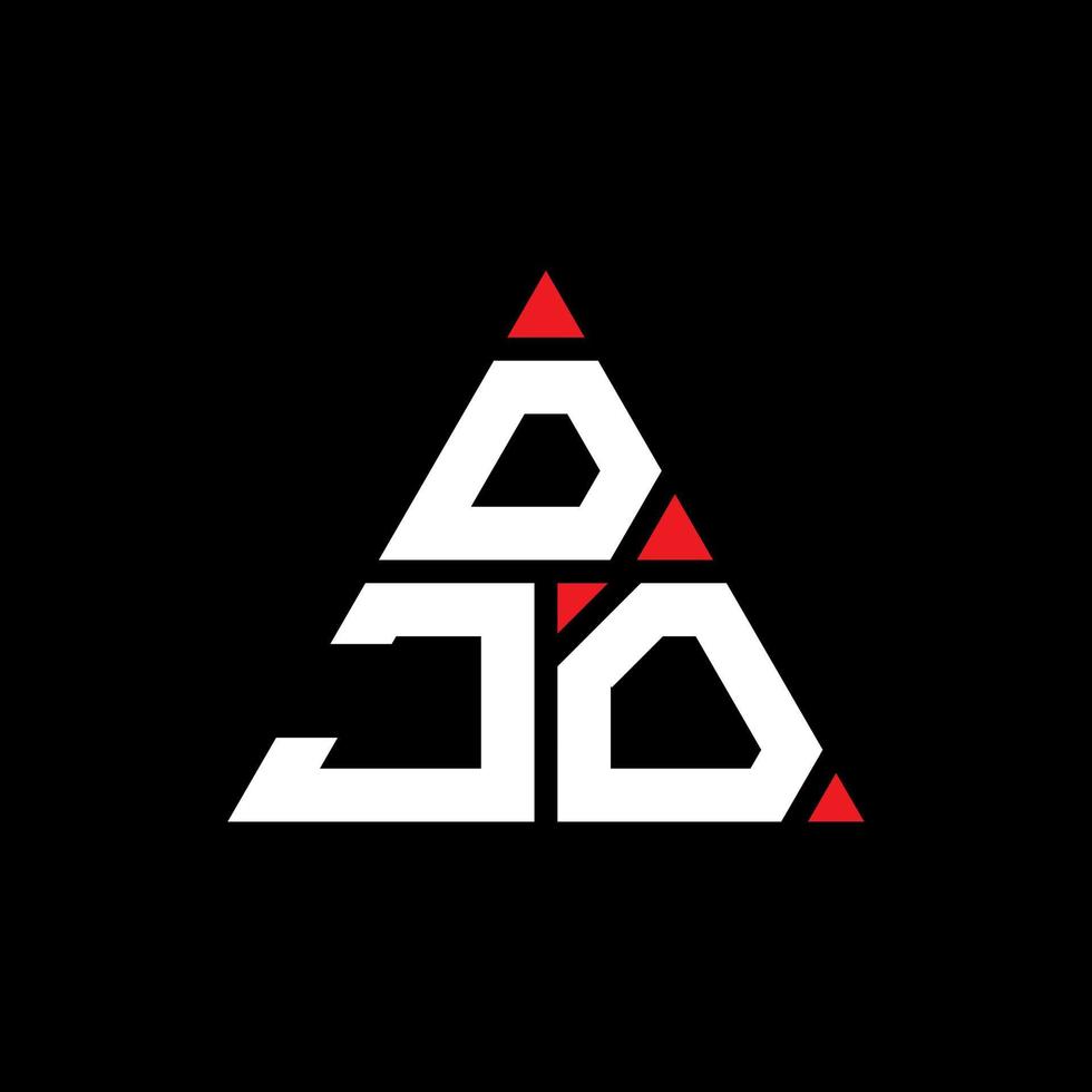 DJO triangle letter logo design with triangle shape. DJO triangle logo design monogram. DJO triangle vector logo template with red color. DJO triangular logo Simple, Elegant, and Luxurious Logo.