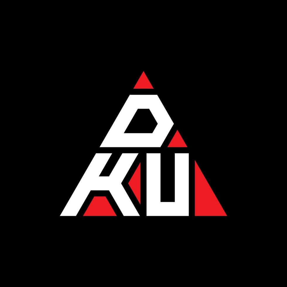 DKU triangle letter logo design with triangle shape. DKU triangle logo design monogram. DKU triangle vector logo template with red color. DKU triangular logo Simple, Elegant, and Luxurious Logo.