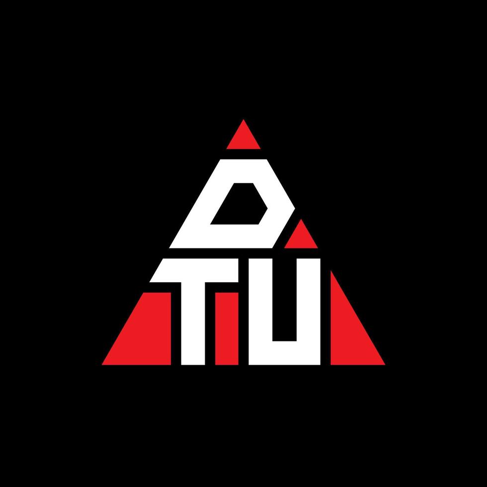 DTU triangle letter logo design with triangle shape. DTU triangle logo design monogram. DTU triangle vector logo template with red color. DTU triangular logo Simple, Elegant, and Luxurious Logo.